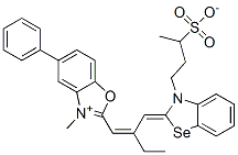 3-methyl-5-phenyl-2-[2-[[3-(3-sulphonatobutyl)-3H-benzoselenazol-2-ylidene]methyl]but-1-enyl]benzoxazolium 结构式