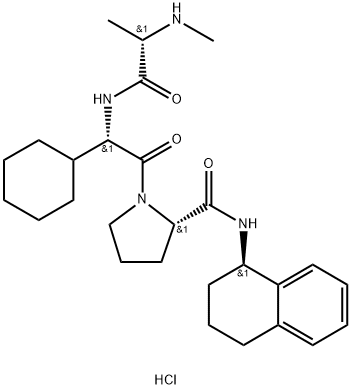 N-甲基-L-丙氨酰-(2S)-2-环己基氨基乙酰基-N-[(1R)-1,2,3,4-四氢-1-萘基]-L-脯氨酰胺盐酸盐 结构式