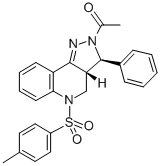 2H-Pyrazolo(4,3-c)quinoline, 3,3a,4,5-tetrahydro-2-acetyl-5-((4-methyl phenyl)sulfonyl)-3-phenyl-, cis- 结构式