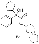 2-(2-Cyclopentyl-2-hydroxy-2-phenylacetoxy)-5-azoniaspiro(4.4)nonane b romide 结构式