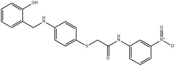 2-((4-((2-羟基苄基)氨基)苯基)硫代)-N-(3-硝基苯基)乙酰胺 结构式