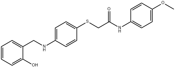 2-((4-((2-羟基苄基)氨基)苯基)硫代)-N-(4-甲氧基苯基)乙酰胺 结构式