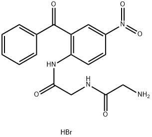 N-(2-Benzoyl-4-nitrophenyl)-glycyl-glycinamide hydrobromide hydrate (2 :2:1) 结构式