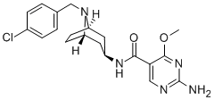 2-Amino-N-(8-(p-chlorobenzyl)-3-beta-nortropanyl)-4-methoxy-5-pyrimidi necarboxamide 结构式