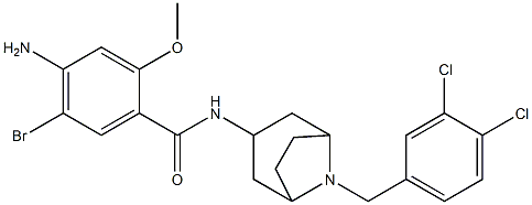 Benzamide, 4-amino-5-bromo-N-(8-((3,4-dichlorophenyl)methyl)-8-azabicy clo(3.2.1)oct-3-yl)-2-methoxy-, exo- 结构式