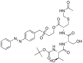 2-[[[4-(phenylazo)phenyl]methyl]sulphonyl]ethyl S-(acetamidomethyl)-N-[N-[N-(tert-butoxycarbonyl)-L-threonyl]-L-seryl]-L-cysteinate 结构式
