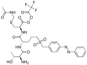 2-[[[4-(phenylazo)phenyl]methyl]sulphonyl]ethyl S-(acetamidomethyl)-N-(N-L-threonyl-L-seryl)-L-cysteinate, mono(perfluoroacetate)  结构式