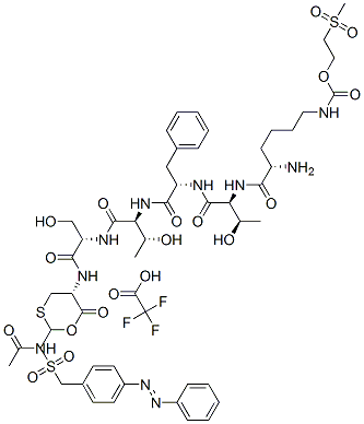 l-Cysteine, S-[(acetylamino)methyl]-N-[N-[N-[N-[N-[N6-[[2-(methylsulfonyl)ethoxy]carbonyl]-l-lysyl]-l-threonyl]-l-phenylalanyl]-l-threonyl]-l-seryl]-, 2-[[[4-(phenylazo)phenyl]methyl]sulfonyl]ethyl ester, mono(trifluoroacetate) (salt) 结构式