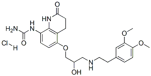 [5-[3-[2-(3,4-dimethoxyphenyl)ethylamino]-2-hydroxy-propoxy]-2-oxo-3,4 -dihydro-1H-quinolin-8-yl]urea hydrochloride 结构式