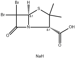 sodium (2S-cis)-6,6-dibromo-3,3-dimethyl-7-oxo-4-thia-1-azabicyclo[3.2.0]heptane-2-carboxylate  结构式