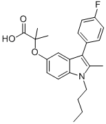 2-((1-Butyl-3-(4-fluorophenyl)-2-methyl-1H-indol-5-yl)oxy)-2-methylpro panoic acid 结构式