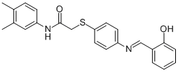 N-(3,4-DIMETHYLPHENYL)-2-[(4-([(E)-(2-HYDROXYPHENYL)METHYLIDENE]AMINO)PHENYL)SULFANYL]ACETAMIDE 结构式