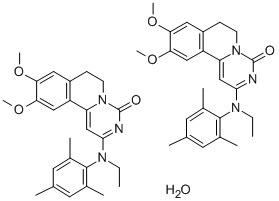 4H-Pyrimido(6,1-a)isoquinolin-4-one, 6,7-dihydro-9,10-dimethoxy-2-(eth yl(2,4,6-trimethylphenyl)amino)-, hydrate (2:1) 结构式