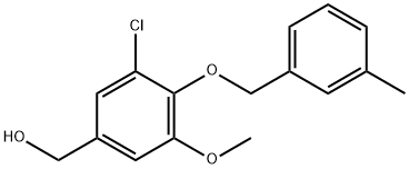 3-CHLORO-5-METHOXY-4-[(3-METHYLPHENYL)METHOXY]-BENZENEMETHANOL 结构式