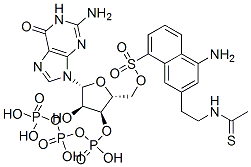 guanosine-5'-O-(3-thio-(acetylaminoethyl)-1-naphthylamine-5-sulfonic acid)triphosphate 结构式