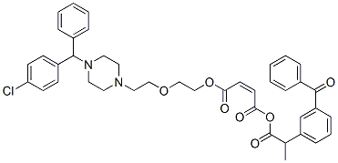 2-(3-benzoylphenyl)propionoyl 2-[2-[4-[(4-chlorophenyl)benzyl]piperazin-1-yl]ethoxy]ethyl maleate 结构式