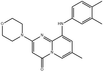4H-PYRIDO[1,2-A]PYRIMIDIN-4-ONE, 9-[(3,4-DIMETHYLPHENYL)AMINO]-7-METHYL-2-(4-MORPHOLINYL)- 结构式