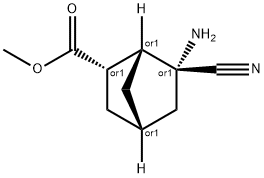 Bicyclo[2.2.1]heptane-2-carboxylic acid, 6-amino-6-cyano-, methyl ester, 结构式