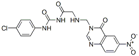 N-[(4-chlorophenyl)carbamoyl]-2-[(6-nitro-4-oxo-quinazolin-3-yl)methyl amino]acetamide 结构式