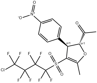 1-((2S,3R)-4-(4-CHLORO-1,1,2,2,3,3,4,4-OCTAFLUOROBUTYLSULFONYL)-5-METHYL-3-(4-NITROPHENYL)-2,3-DIHYDROFURAN-2-YL)ETHANONE 结构式