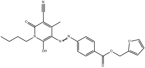2-furanylmethyl 4-[(1-butyl-5-cyano-1,6-dihydro-2-hydroxy-4-methyl-6-oxopyridin-3-yl)azo]benzoate 结构式