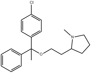 Pyrrolidine, 2-[2-[(p-chloro-α-methyl-α-phenylbenzyl)oxy]ethyl]-1-methyl- (7CI, 8CI) 结构式