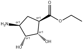 Cyclopentanecarboxylic acid, 4-amino-2,3-dihydroxy-, ethyl ester, 结构式