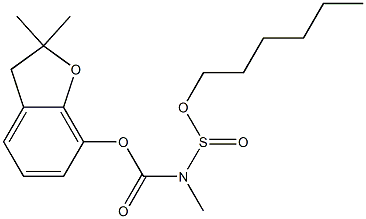 ((Hexyloxy)sulfinyl)methylcarbamic acid 2,3-dihydro-2,2-dimethyl-7-ben zofuranyl ester 结构式