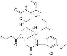 Maytansine, O3-de2-(acetylmethylamino)-1-oxopropyl-22-demethyl-O3-(3-methyl-1-oxobutyl)- 结构式