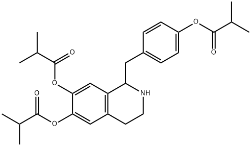 Propanoic  acid,  2-methyl-,  1,2,3,4-tetrahydro-1-[[4-(2-methyl-1-oxopropoxy)phenyl]methyl]-6,7-isoquinolinediyl  ester  (9CI) 结构式