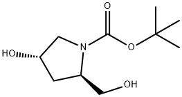 (2R,4S)-4-羟基-2-(羟甲基)-1-吡咯烷羧酸叔丁酯 结构式