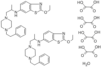 6-(1-Methyl-2-(4-phenethylpiperazino)ethyl)amino-2-ethoxybenzothiazole  oxalate hydrate (2:4:1) 结构式