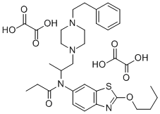 Propanamide, N-(2-butoxy-6-benzothiazolyl)-N-(1-methyl-2-(4-(2-phenyle thyl)-1-piperazinyl)ethyl)-, ethanedioate (1:2) 结构式