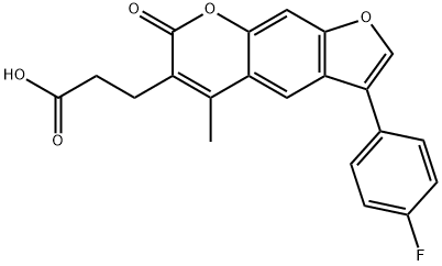 3-[3-(4-氟苯基)-7-氧代-5-甲基-吡喃并[5,6-F]苯并呋喃-6-基]丙酸 结构式