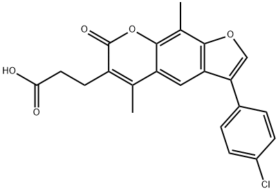3-[3-(4-氯苯基)-7-氧代-5,9-二甲基-吡喃并[5,6-F]苯并呋喃-6-基]丙酸 结构式