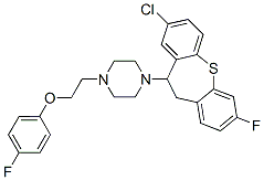 2-Chloro-7-fluoro-11-[4-[2-(4-fluorophenoxy)ethyl]piperazino]-10,11-dihydrodibenzo[b,f]thiepin 结构式