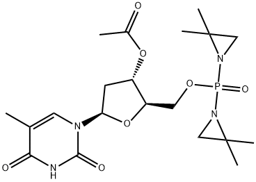 Thymidine 3'-acetate=5'-[bis(2,2-dimethyl-1-aziridinyl)phosphinic acid] 结构式