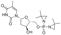 5'-O-[Bis(2,2-dimethyl-1-aziridinyl)phosphinyl]thymidine 结构式