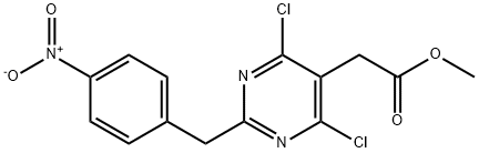 2-对硝基苯甲基-4,6-二氯-5-嘧啶乙酸甲酯 结构式