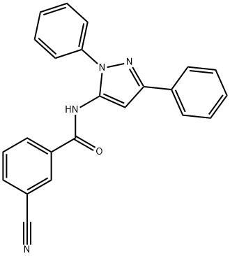 3-氰基-N-(1,3-二苯基吡唑-5-基)苯甲酰胺 结构式