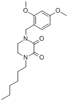 1-(2,4-Dimethoxybenzyl)-4-N-hexyl-2,3-dioxopiperazine 结构式