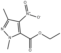 1,3-二甲基-4-硝基-1H-吡唑-5-甲酸乙酯 结构式