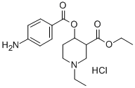 3-Carbethoxy-1-ethyl-4-piperidyl p-aminobenzoate hydrochloride 结构式