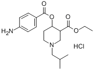 3-Carbethoxy-1-isobutyl-4-piperidyl p-aminobenzoate hydrochloride 结构式