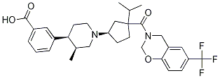 Benzoic acid, 3-[(3R,4S)-3-Methyl-1-[(1R,3S)-3-(1-Methylethyl)-3-[[6-(trifluoroMethyl)-2H-1,3-benzoxazin-3(4H)-yl]carbonyl]cyclopentyl]-4-piperidinyl]- 结构式