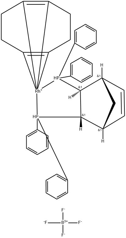 (2S,3S) - (+)-2,3 - 双(二苯基膦基)二环[2.2.1]庚-5-烯(1,5-环辛二烯)铑(I)四氟硼酸盐 结构式