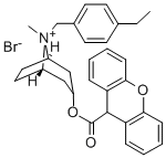 1-alpha-H,5-alpha-H-Tropanium, 8-(p-ethylbenzyl)-3-hydroxy-, bromide,  xanthene-9-carboxylate(ester) 结构式