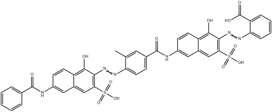 2-[[6-[[4-[[6-(Benzoylamino)-1-hydroxy-3-sulfo-2-naphthalenyl]azo]-3-methylbenzoyl]amino]-1-hydroxy-3-sulfo-2-naphthalenyl]azo]benzoic acid 结构式