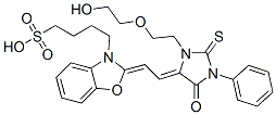 4-[2-[2-[1-[2-(2-Hydroxyethoxy)ethyl]-4-oxo-3-phenyl-2-thioxoimidazolidin-5-ylidene]ethylidene]-2,3-dihydrobenzoxazol-3-yl]butane-1-sulfonic acid 结构式