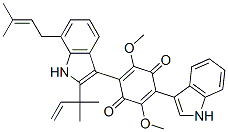 2-(1H-Indol-3-yl)-5-[2-(1,1-dimethyl-2-propenyl)-7-(3-methyl-2-butenyl)-1H-indol-3-yl]-3,6-dimethoxy-2,5-cyclohexadiene-1,4-dione 结构式